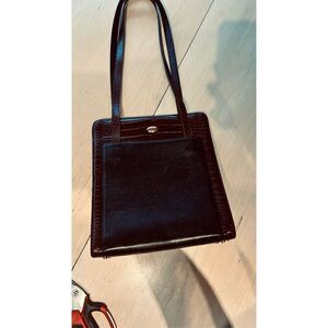 BALLY VINTAGE ALLIGATOR LEATHER BROWN/BLACK  SHOULDER BAG SATCHEL